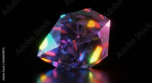 Colorful gem on black