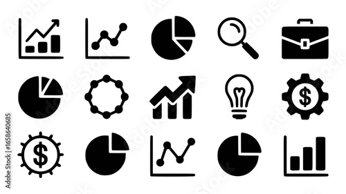Business growth analysis and financial icons finance charts