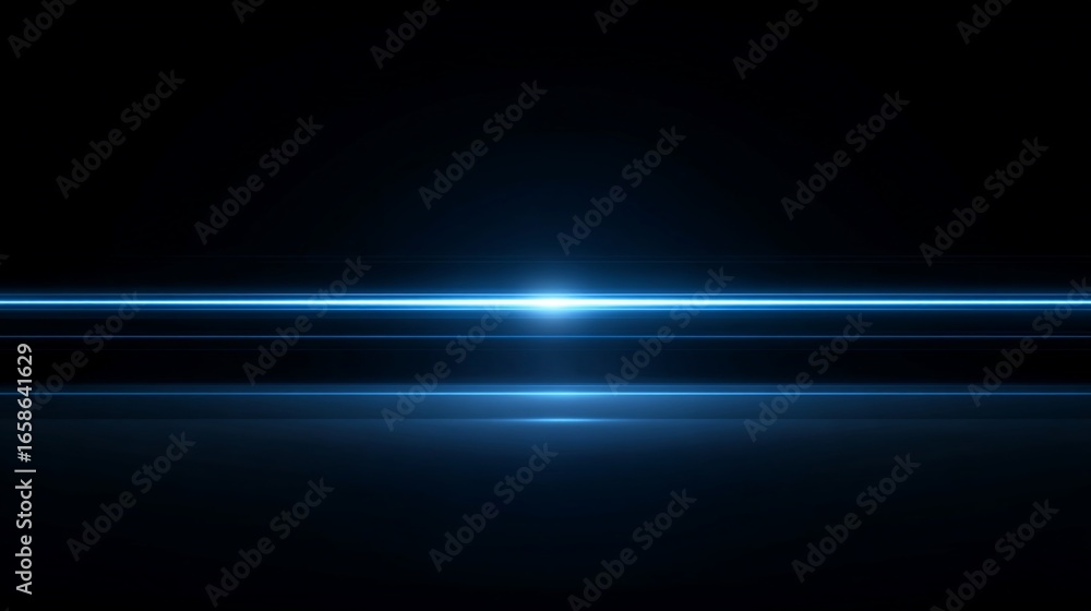 Fototapeta premium Blue light ray bursts forth, surrounded by a dark void, with horizontal lines
