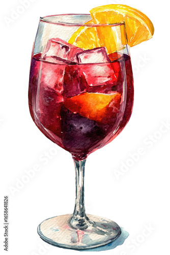 Watercolor illustration of a red cocktail