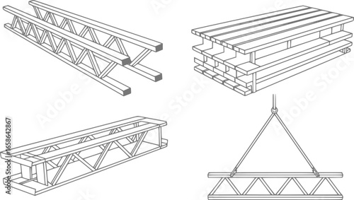 Structural beams and girders construction elements steel beams industrial