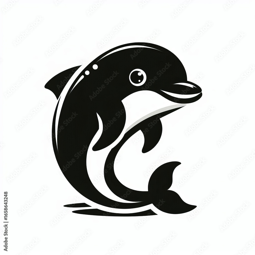 Fototapeta premium Charming black and white dolphin illustration