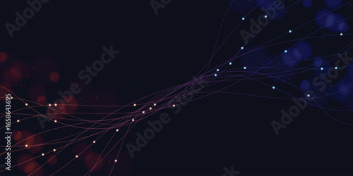 Dark Blue Abstract Technology Background Abstract geometric background the wave with triangular cells connections dots for design