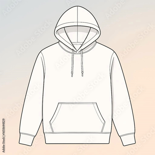 Blank hoodie design with a spacious front pocket, set against a soft gradient background