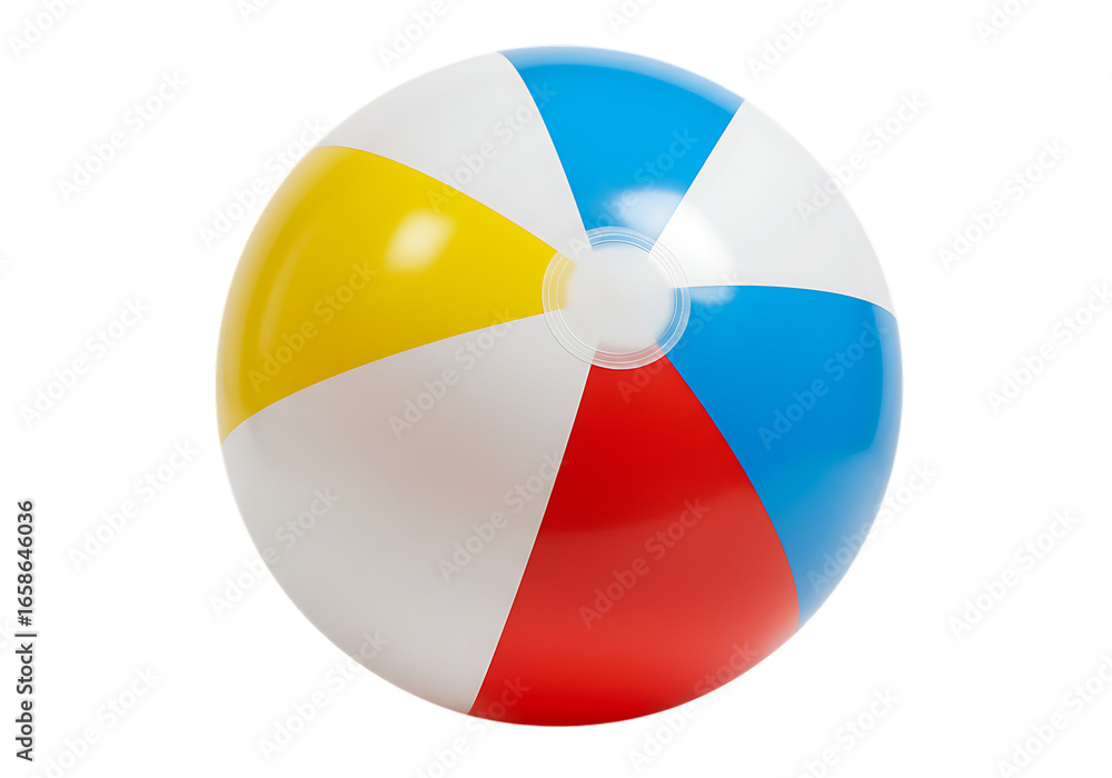 Fototapeta premium Colorful beach ball isolated on transparent background for summer fun and games