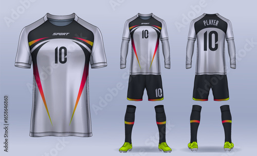 t-shirt sport design template, Soccer jersey mockup for football club. uniform front and back view.