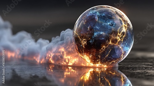 Earth crystal globe glowing at sunset high resolution picture