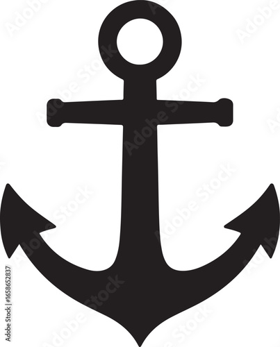 Silhouette vector of ship anchor, simple and clean design, ideal for marine and nautical projects.