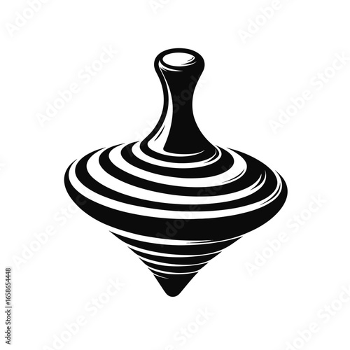 Spinning top in black and white illustration style