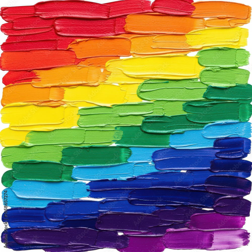 Fototapeta premium Rainbow paint strokes isolated on white background for your design