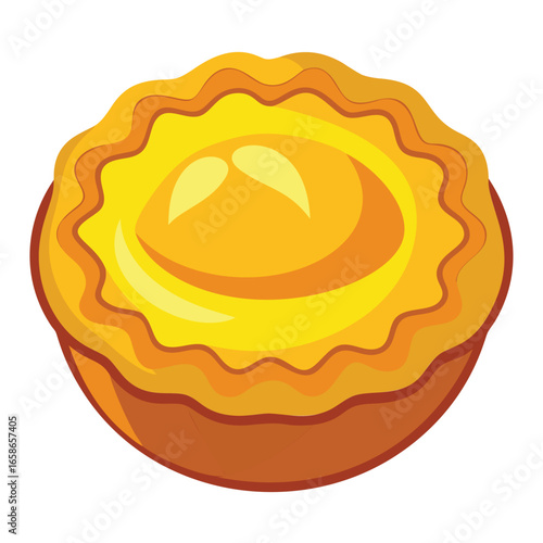 A golden yellow custard tart with a flaky pastry crust
