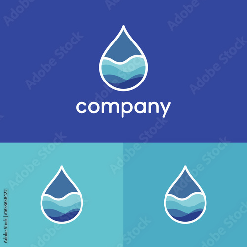 Water drop logo vector aqua droplet