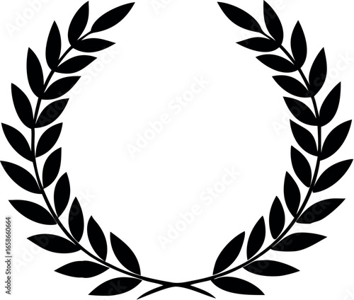 Laurel Wreath Feather Leaf Circle Decoration Sign Nature Icon Vector Illustration. Laurel Wreath Icon. Winner Symbol. Info Graphic Element. Logo Template - Vector.