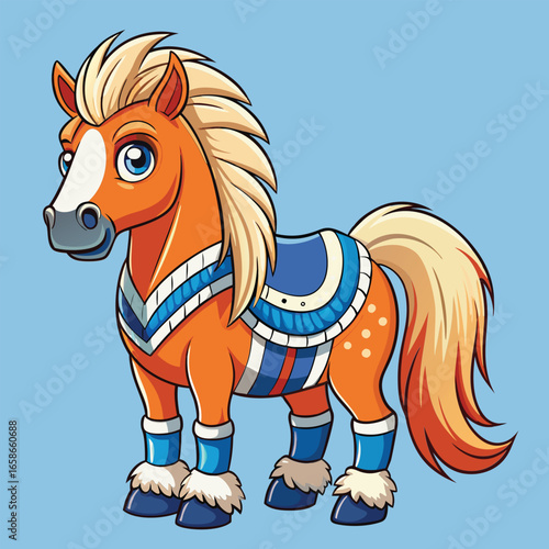 Cartoon horse with decorative saddle