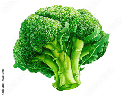 Vibrant green broccoli head, detailed illustration (7)