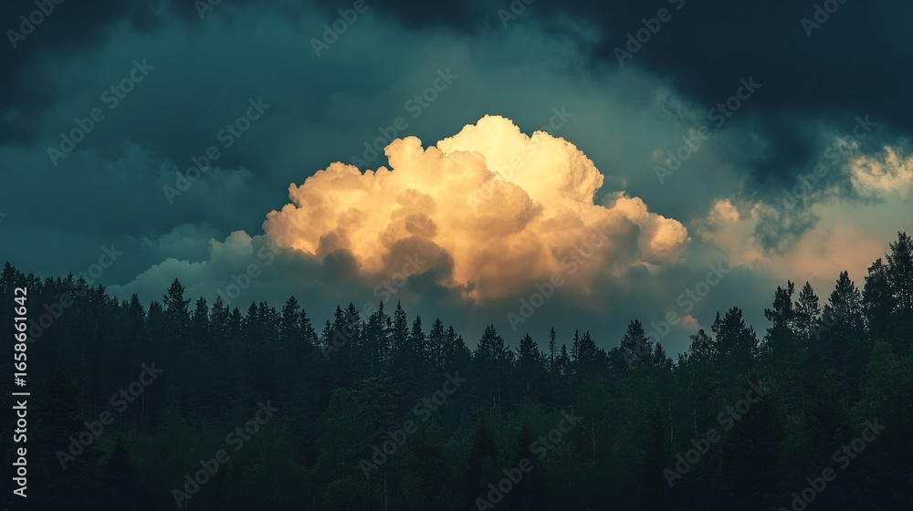 Fototapeta premium big storm over a forest generative ai