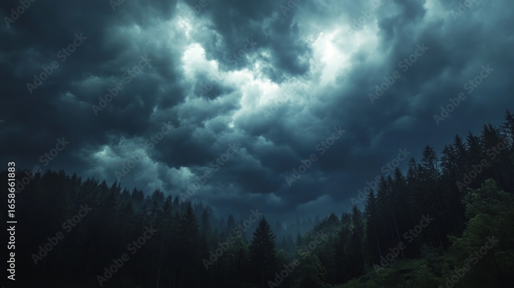 Fototapeta premium big storm over a forest generative ai