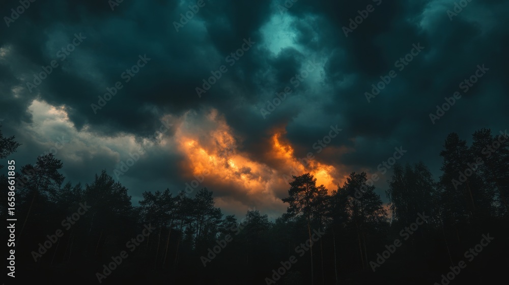 Fototapeta premium big storm over a forest generative ai