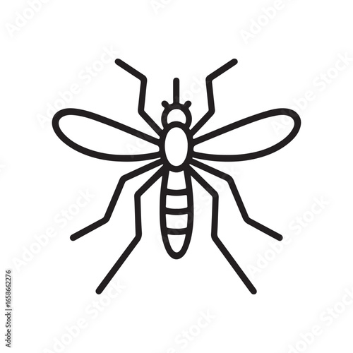 Mosquito Outline Icon Vector on White Background