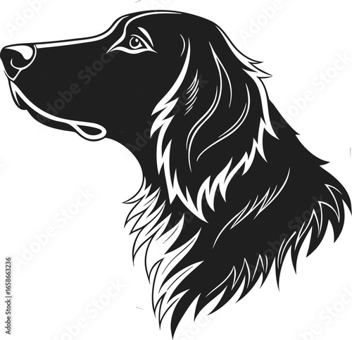 Irish Setter Head Silhouette Long Ears Fluffy Fur Dog Vector Illustration, Irish Setter Dog Head Silhouette, Long Ears Dog Head Outline Vector, Fluffy Hunting Dog Head Clipart