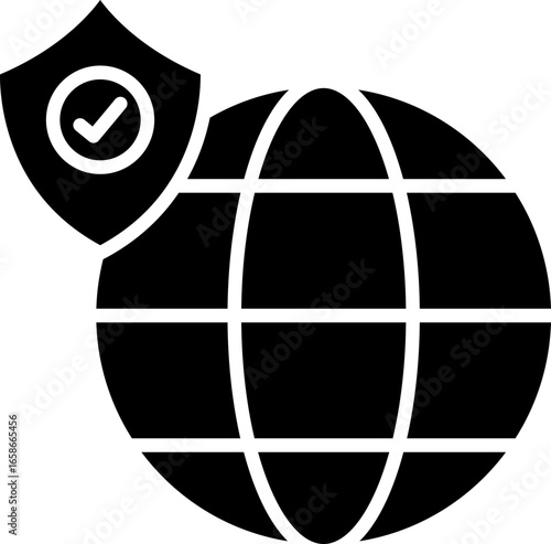 Web protection glyph icon, web protection icon – internet security, shield, firewall, safe browsing symbol