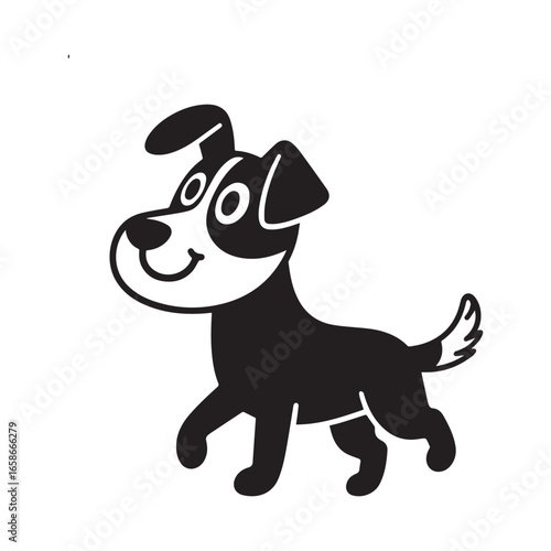 Playful dog silhouette with perky ears Vector Design..