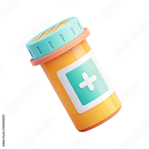 3d icon 3D Render Medicine Bottle Pills Pharmacy Healthcare Icon transparent png