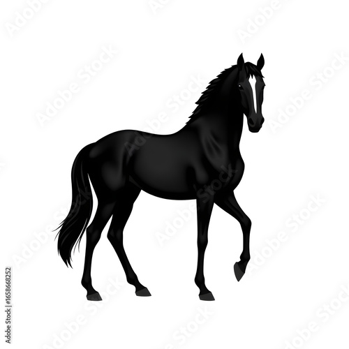 Black horse silhouette vector illustration isolated on white background