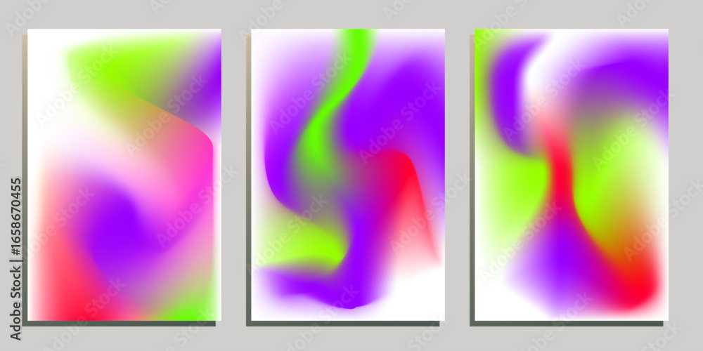 Fototapeta premium Set of card templates with abstract gradient background