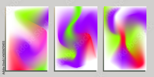 Set of card templates with abstract gradient background