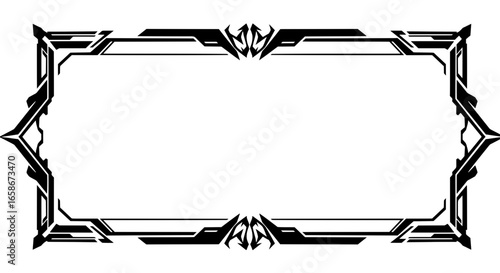 A sharp, futuristic vector frame with a mecha-inspired geometric design. Perfect as a modern sci-fi border for gaming streams, cyberpunk posters, or tech-themed projects.