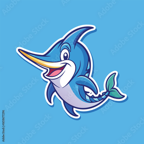 Smiling cartoon marlin