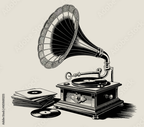 old gramophone isolated on white