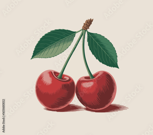 cherry with leaves