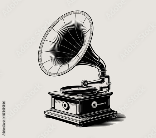 old gramophone isolated on white