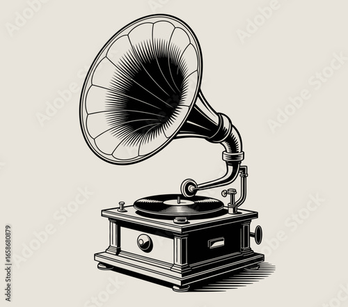 vintage gramophone vinyl ready vector illustration