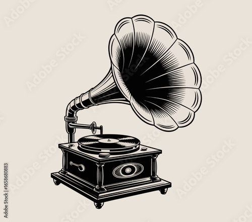 old gramophone isolated on white