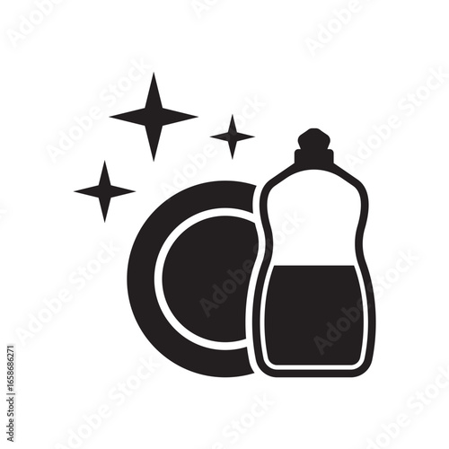 Dish washing icon. Clean tableware. Clean dishesicon icon. Washing dishes symbol.