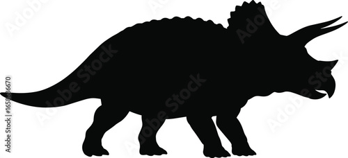 Triceratops dinosaur silhouette vector, prehistoric animal clipart, Jurassic creature illustration, dino SVG design, ancient reptile graphic bundle