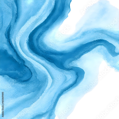 Light Blue Watercolor Ripple Effect – Isolated Transparent Background Texture