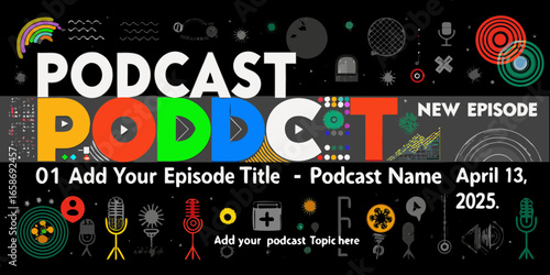 Colorful Podcast Cover Art Template for New Episodes and Creative Branding