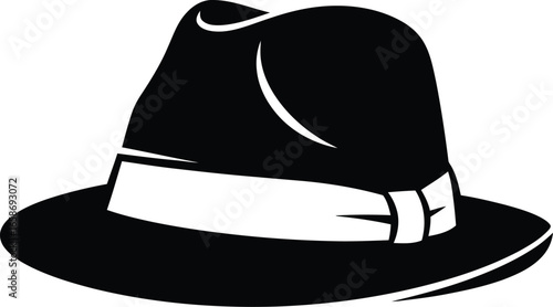 Black fedora hat illustration classic style vintage fashion design
