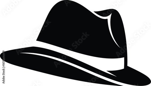 Classic fedora hat in black and white vector illustration design