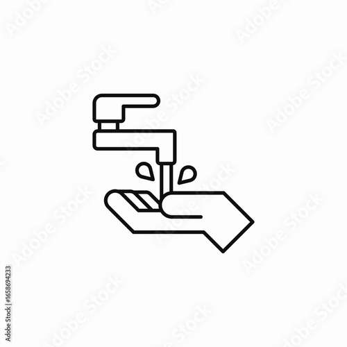 hands washing with water icon sign vector