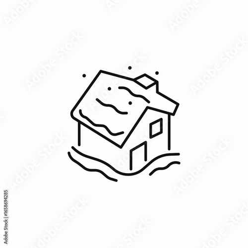 house in snow icon sign vector