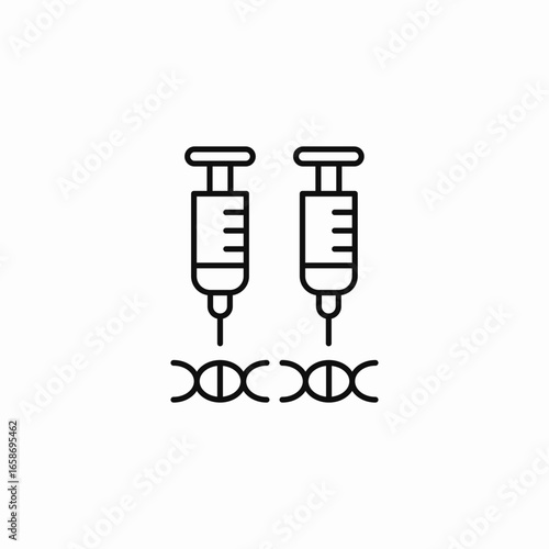 syringes dna strands icon sign vector