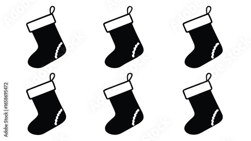 Black Christmas stockings with white trim holiday festive