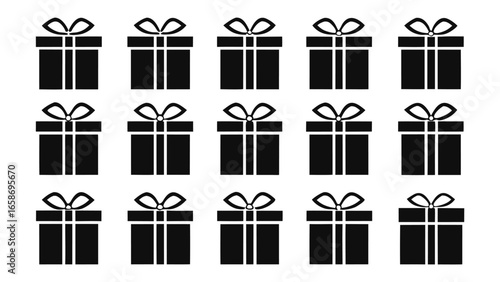 Black gift boxes with bows presents white background