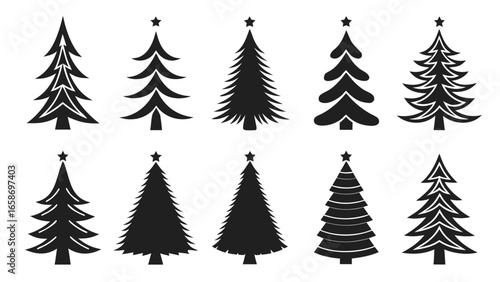 Various Christmas tree silhouettes christmas trees