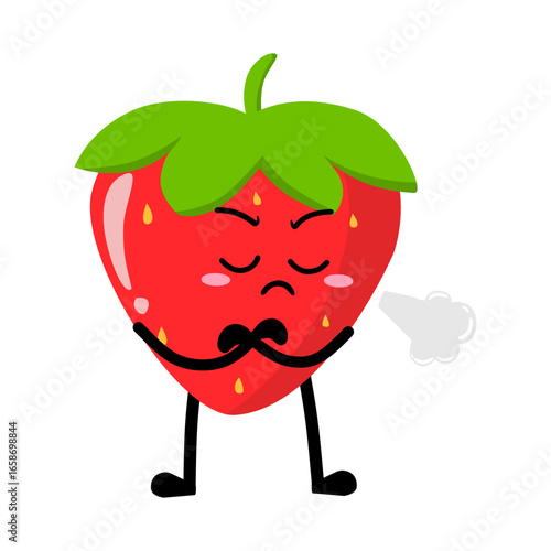 Cute Hand Drawn Annoyed Grumpy Strawberry